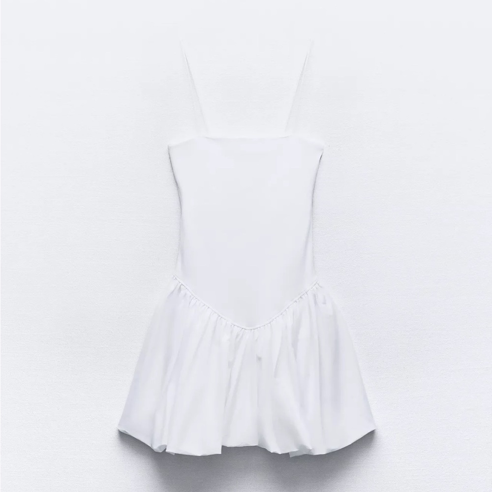 Zara Mixed Rib Poplin Balloon Dress